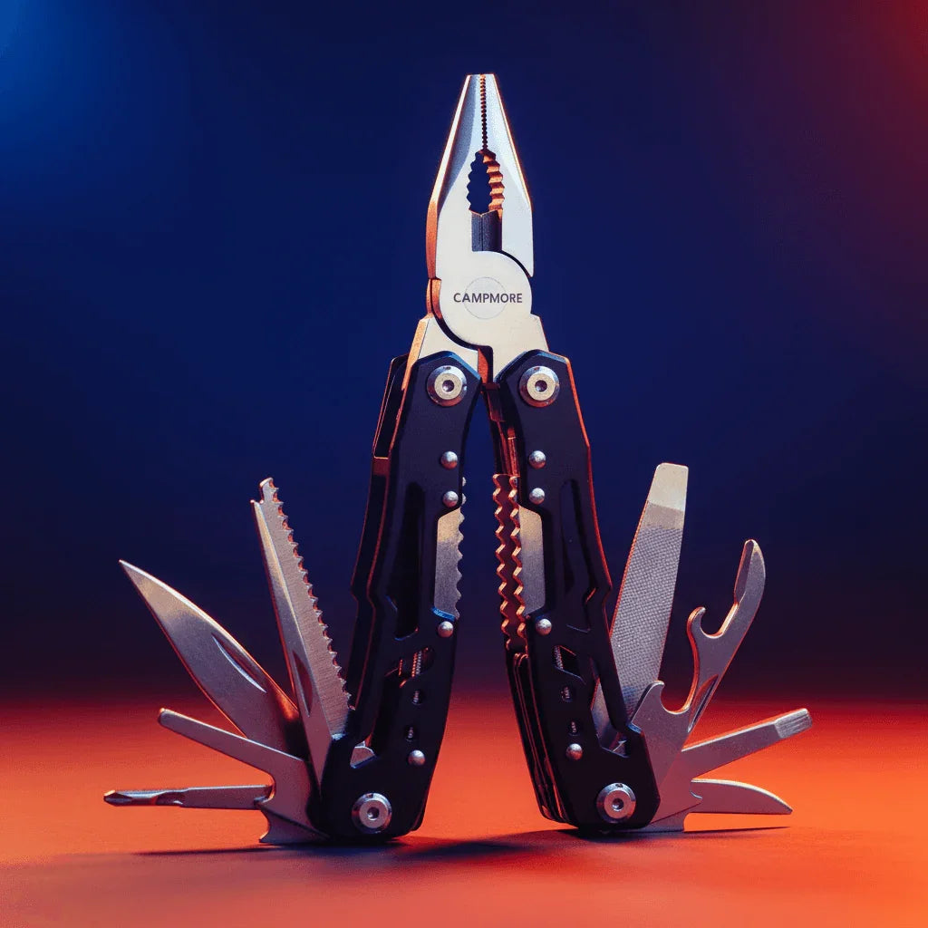 Outil multifonction camping bushcraft avec pinces et lames polyvalentes pour les aventuriers en extérieur