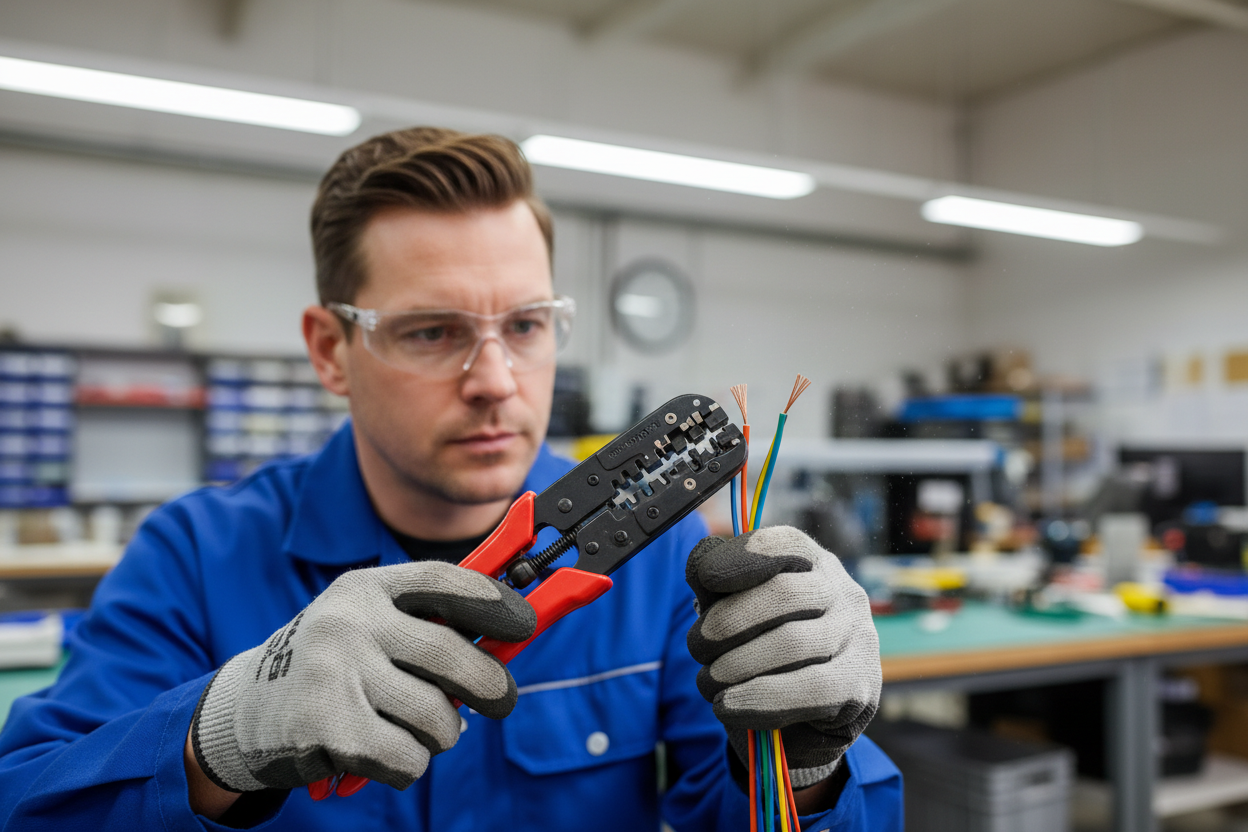 un homme avec une pince à dénuder